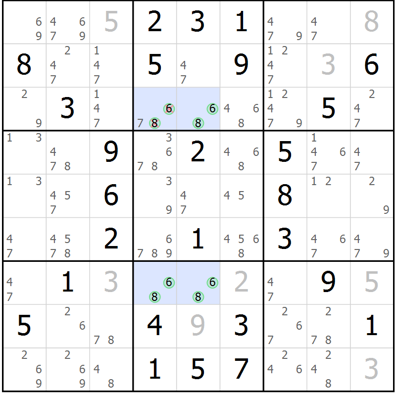 Position des candidats pour la solution de la Gr 66 page 69 du magazine de sudoku Virtuose n° 113