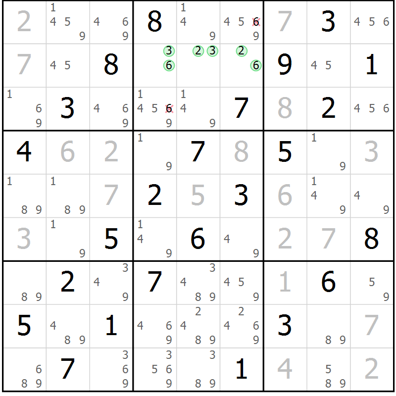 Position des candidats pour la solution de la Gr 67 page 70 du magazine de sudoku Virtuose n° 113