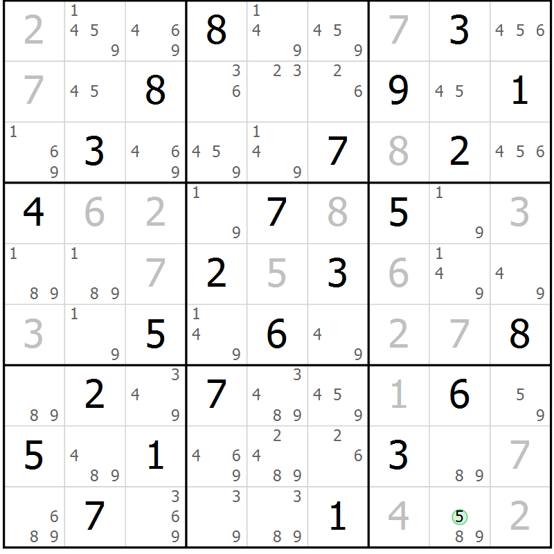 Position des candidats pour la solution de la Gr 67 page 70 du magazine de sudoku Virtuose n° 113