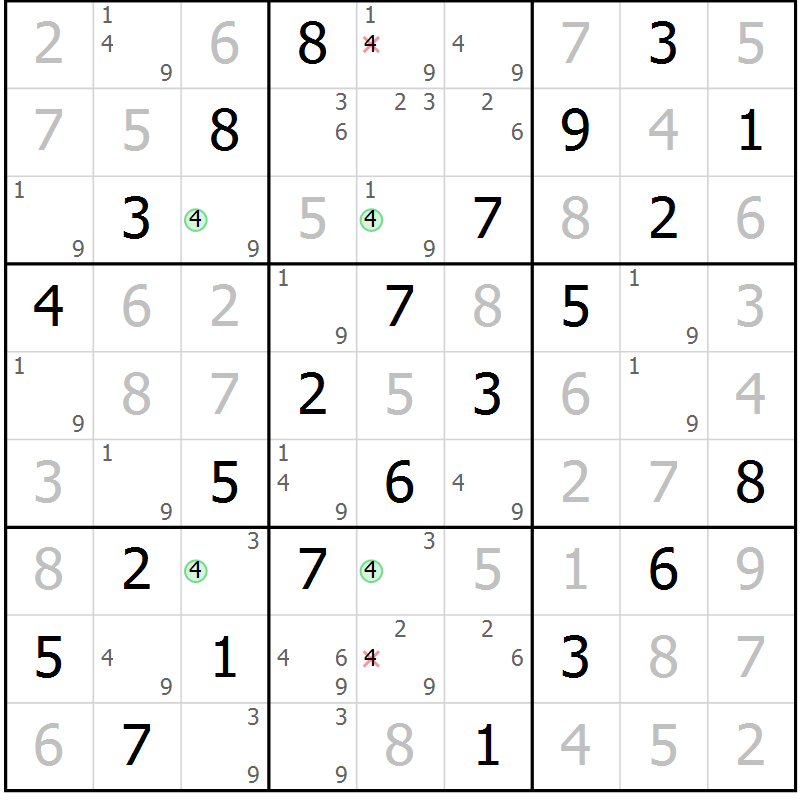 Position des candidats pour la solution de la Gr 67 page 70 du magazine de sudoku Virtuose n° 113