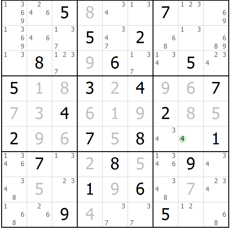 Position des candidats pour la solution de la Gr 68 page 71 du magazine de sudoku Virtuose n° 113