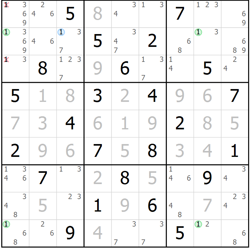 Position des candidats pour la solution de la Gr 68 page 71 du magazine de sudoku Virtuose n° 113
