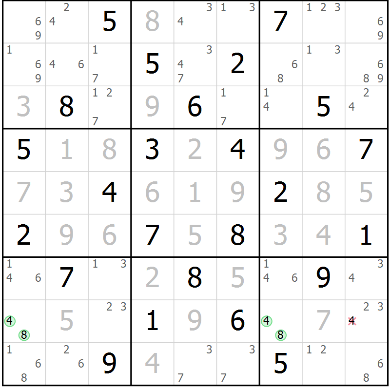 Position des candidats pour la solution de la Gr 68 page 71 du magazine de sudoku Virtuose n° 113