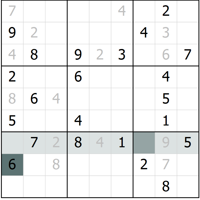 Position des candidats pour la solution de la Gr 7 page 10 du magazine de sudoku Virtuose n° 113