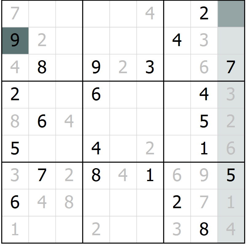 Position des candidats pour la solution de la Gr 7 page 10 du magazine de sudoku Virtuose n° 113