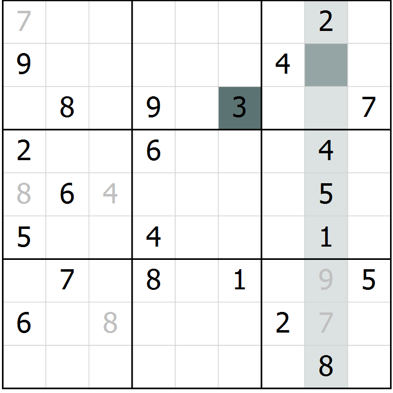 Position des candidats pour la solution de la Gr 7 page 10 du magazine de sudoku Virtuose n° 113