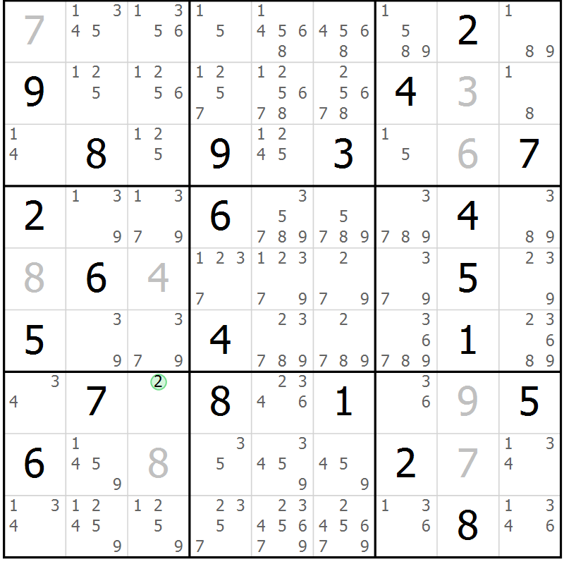 Position des candidats pour la solution de la Gr 7 page 10 du magazine de sudoku Virtuose n° 113