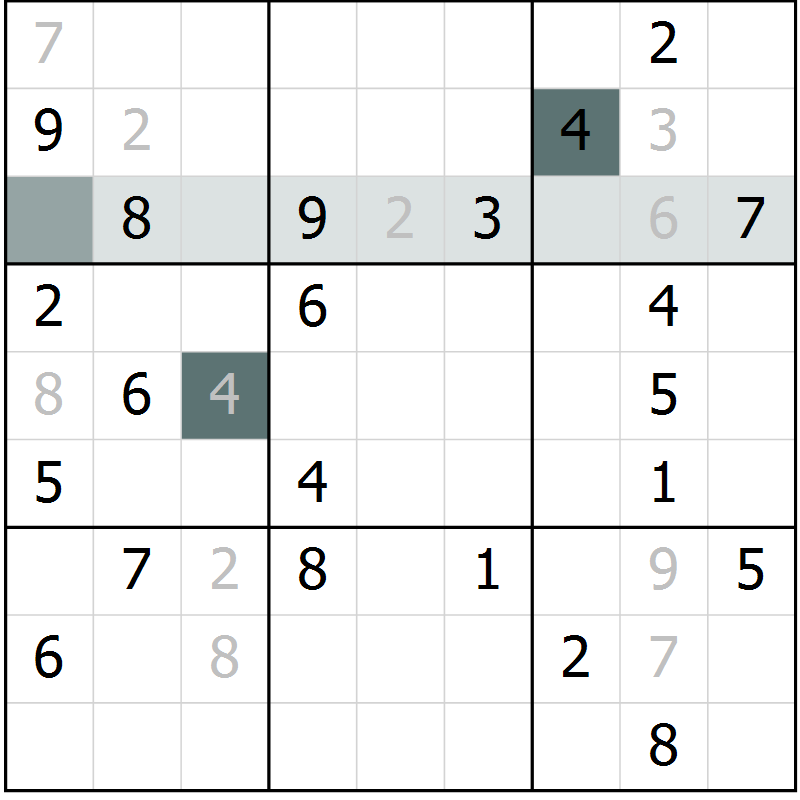 Position des candidats pour la solution de la Gr 7 page 10 du magazine de sudoku Virtuose n° 113