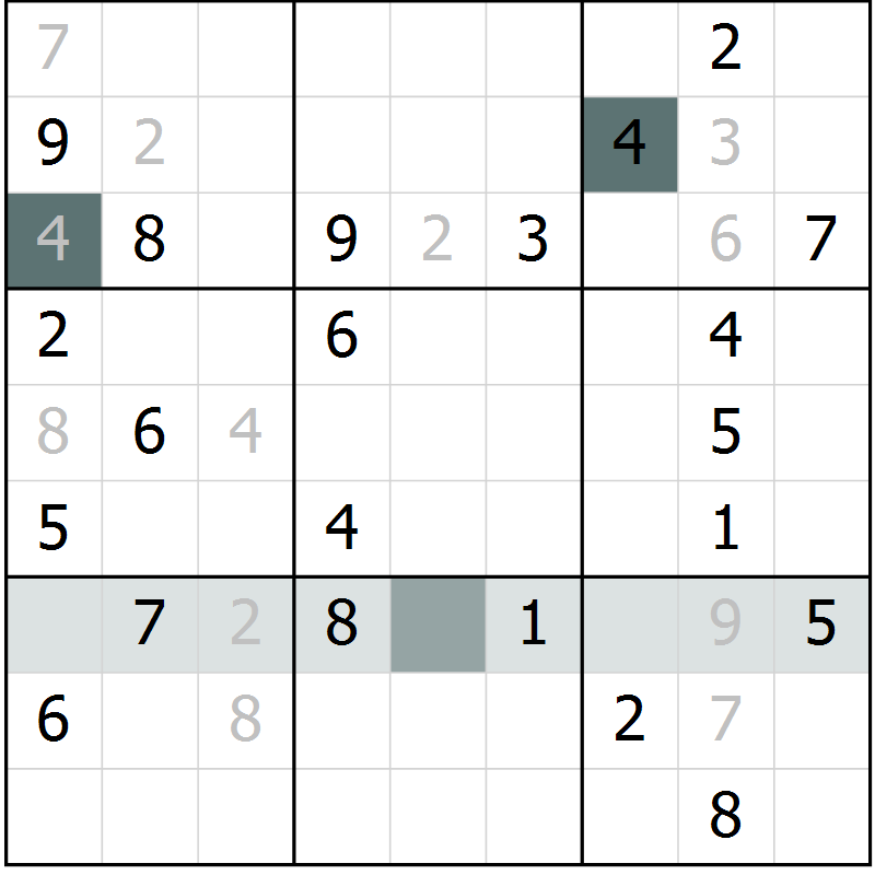 Position des candidats pour la solution de la Gr 7 page 10 du magazine de sudoku Virtuose n° 113