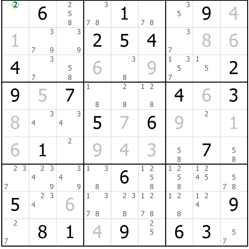Position des candidats pour la solution de la Gr 70 page 73 du magazine de sudoku Virtuose n° 113