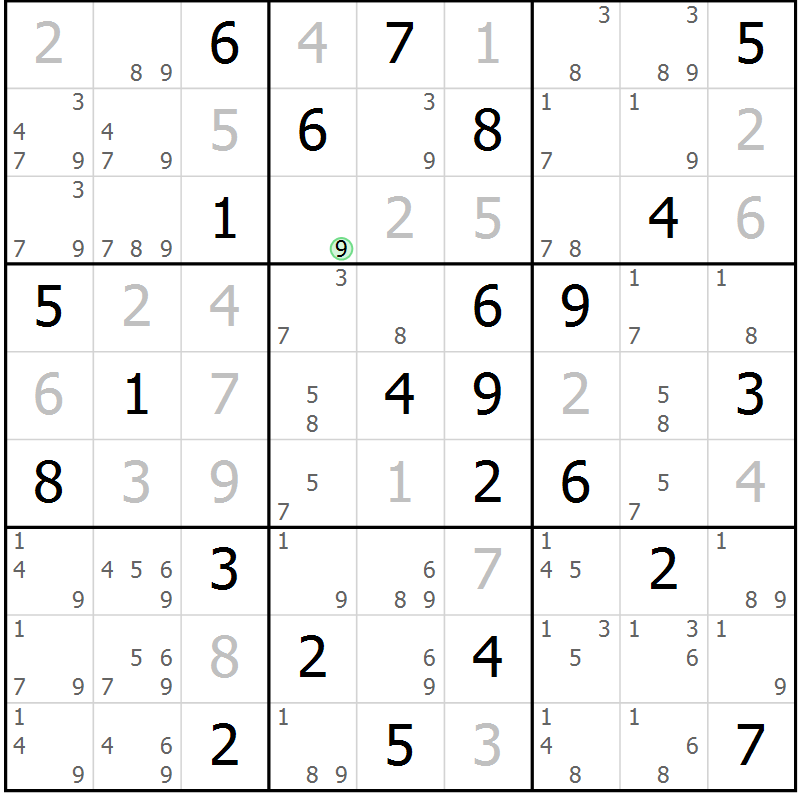 Position des candidats pour la solution de la Gr 73 page 76 du magazine de sudoku Virtuose n° 113