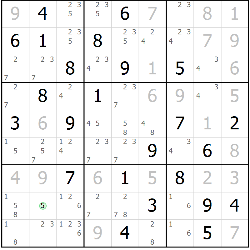 Position des candidats pour la solution de la Gr 74 page 77 du magazine de sudoku Virtuose n° 113