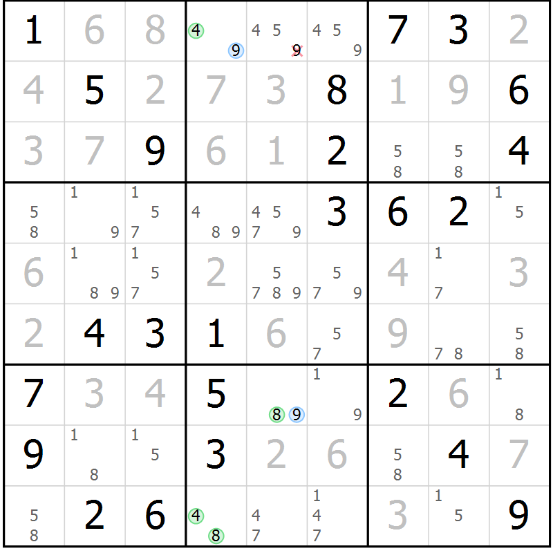 Position des candidats pour la solution de la Gr 75 page 78 du magazine de sudoku Virtuose n° 113