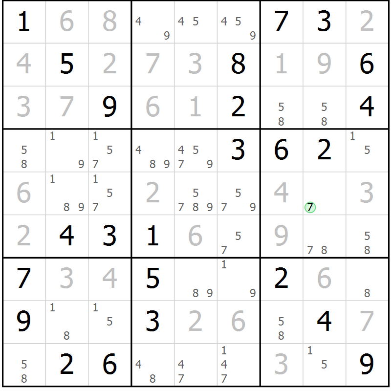 Position des candidats pour la solution de la Gr 75 page 78 du magazine de sudoku Virtuose n° 113