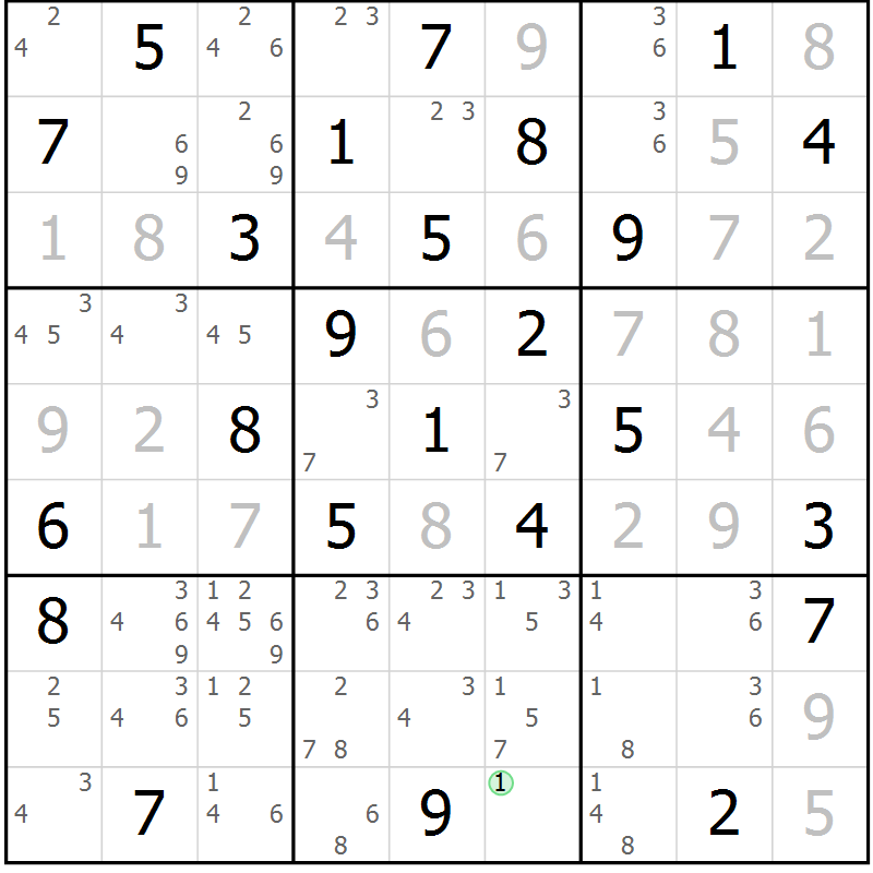 Position des candidats pour la solution de la Gr 77 page 80 du magazine de sudoku Virtuose n° 113
