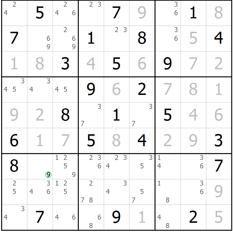 Position des candidats pour la solution de la Gr 77 page 80 du magazine de sudoku Virtuose n° 113