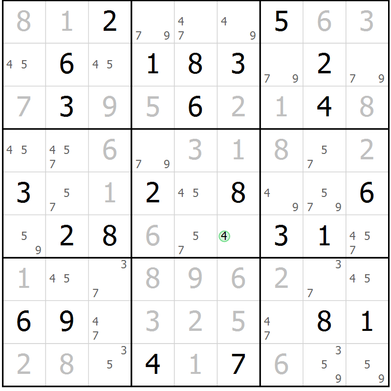 Position des candidats pour la solution de la Gr 78 page 81 du magazine de sudoku Virtuose n° 113