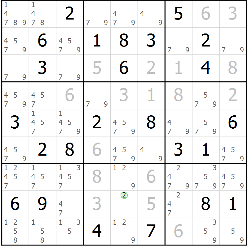 Position des candidats pour la solution de la Gr 78 page 81 du magazine de sudoku Virtuose n° 113