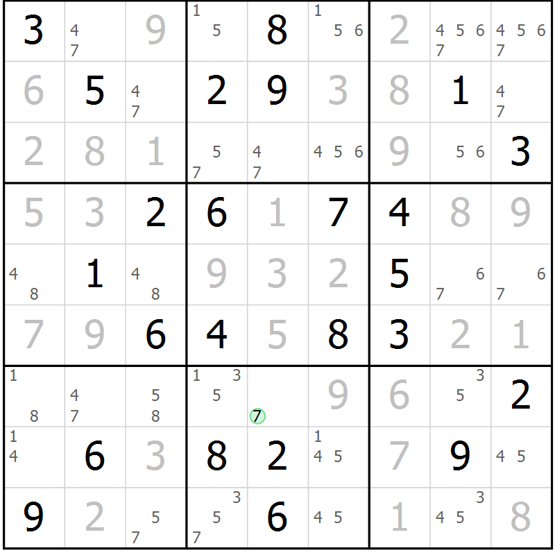Position des candidats pour la solution de la Gr 79 page 82 du magazine de sudoku Virtuose n° 113