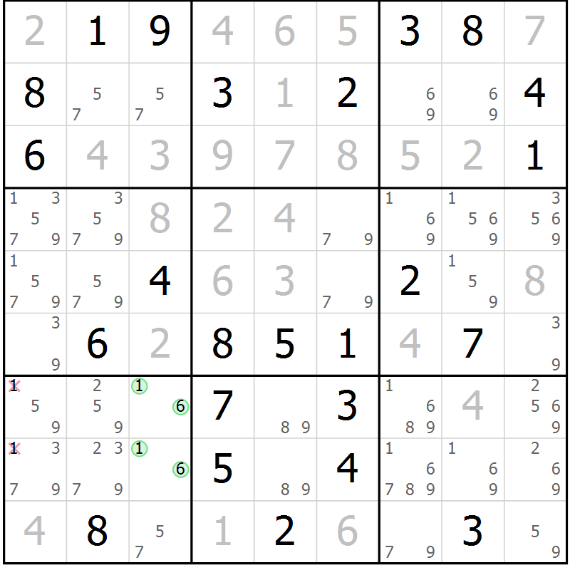 Position des candidats pour la solution de la Gr 83 page 86 du magazine de sudoku Virtuose n° 113