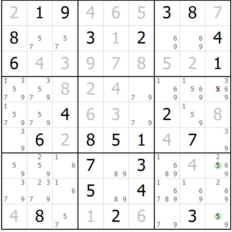 Position des candidats pour la solution de la Gr 83 page 86 du magazine de sudoku Virtuose n° 113