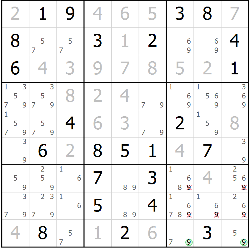Position des candidats pour la solution de la Gr 83 page 86 du magazine de sudoku Virtuose n° 113