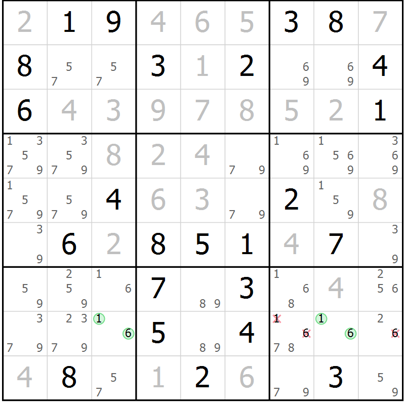 Position des candidats pour la solution de la Gr 83 page 86 du magazine de sudoku Virtuose n° 113