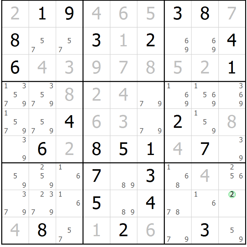 Position des candidats pour la solution de la Gr 83 page 86 du magazine de sudoku Virtuose n° 113