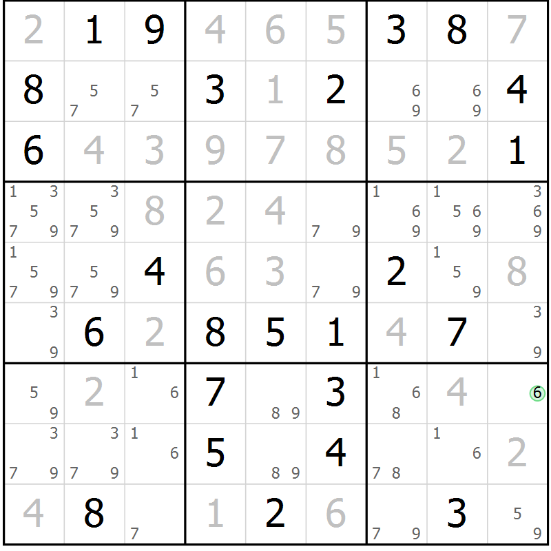 Position des candidats pour la solution de la Gr 83 page 86 du magazine de sudoku Virtuose n° 113
