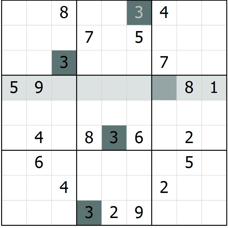 Position des candidats pour la solution de la Gr 9 page 12 du magazine de sudoku Virtuose n° 113