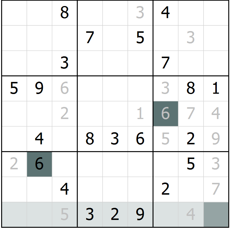 Position des candidats pour la solution de la Gr 9 page 12 du magazine de sudoku Virtuose n° 113
