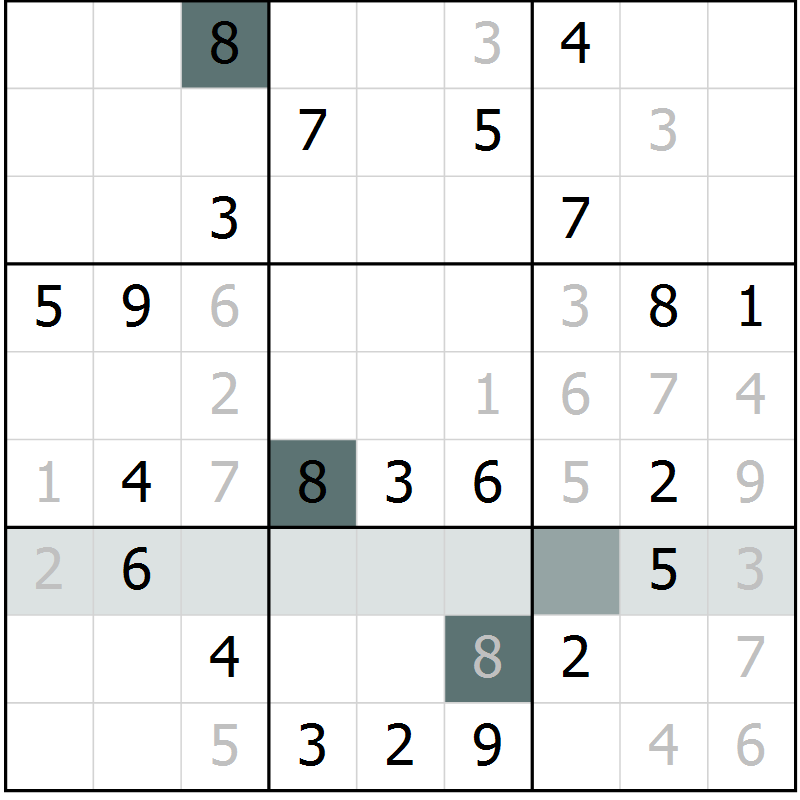 Position des candidats pour la solution de la Gr 9 page 12 du magazine de sudoku Virtuose n° 113