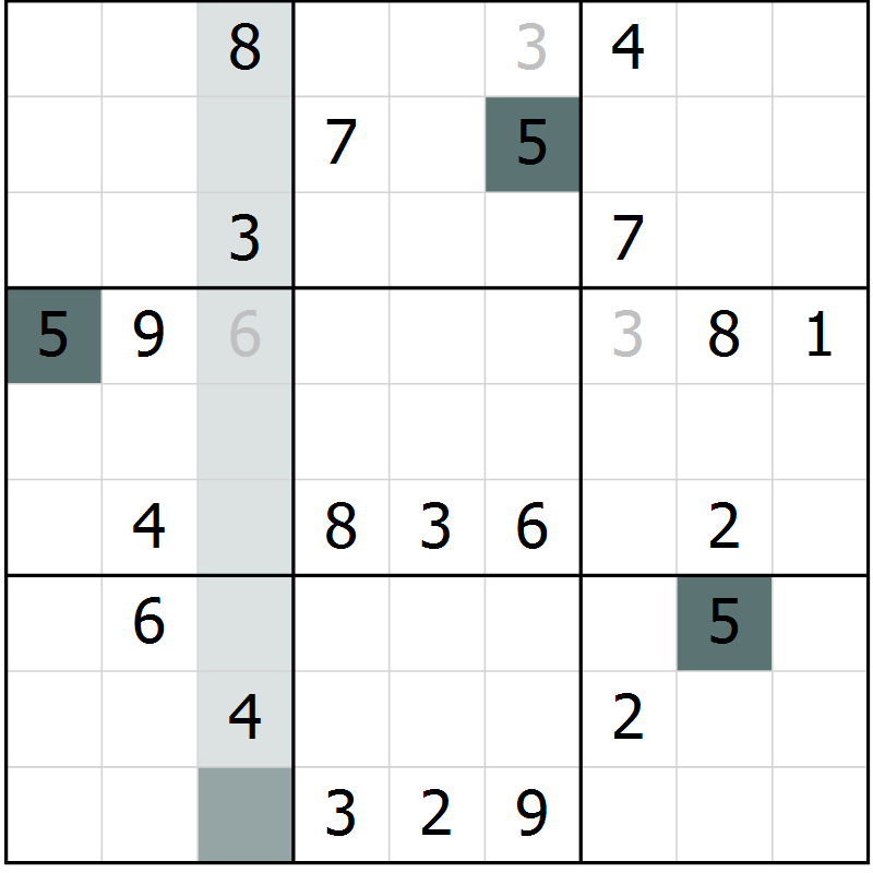 Position des candidats pour la solution de la Gr 9 page 12 du magazine de sudoku Virtuose n° 113