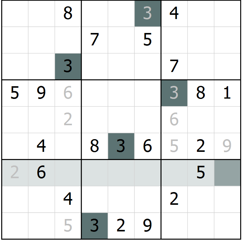 Position des candidats pour la solution de la Gr 9 page 12 du magazine de sudoku Virtuose n° 113