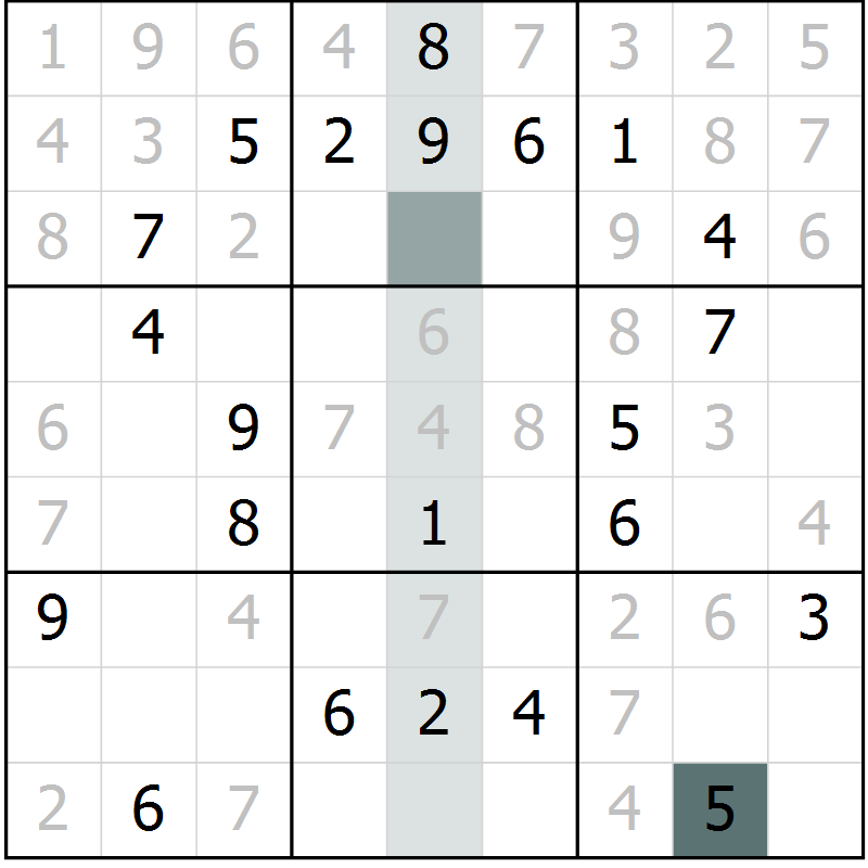 Position des candidats pour la solution de la Gr 1 page 4 du magazine de sudoku Virtuose n° 114