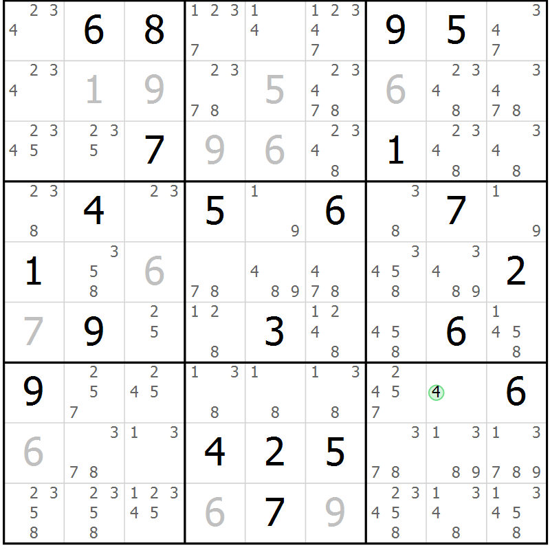 Position des candidats pour la solution de la Gr 10 page 13 du magazine de sudoku Virtuose n° 114