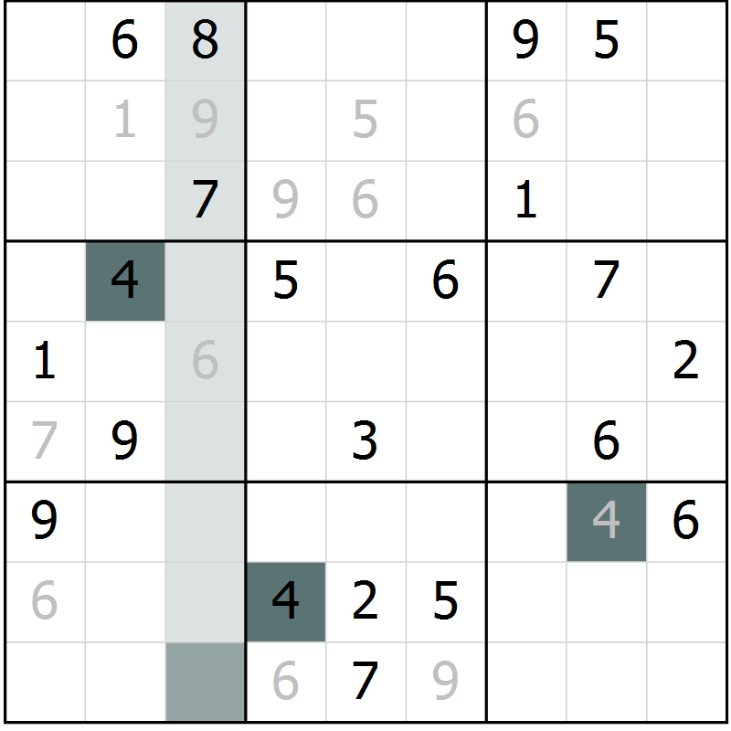 Position des candidats pour la solution de la Gr 10 page 13 du magazine de sudoku Virtuose n° 114