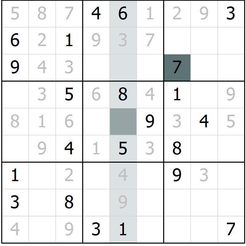 Position des candidats pour la solution de la Gr 11 page 14 du magazine de sudoku Virtuose n° 114