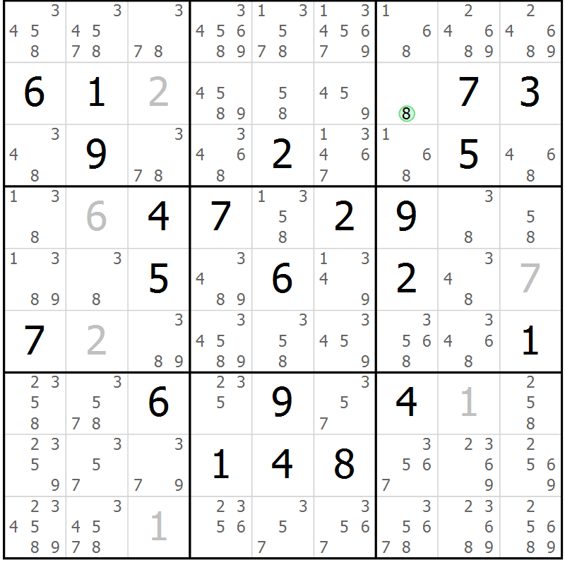 Position des candidats pour la solution de la Gr 12 page 15 du magazine de sudoku Virtuose n° 114