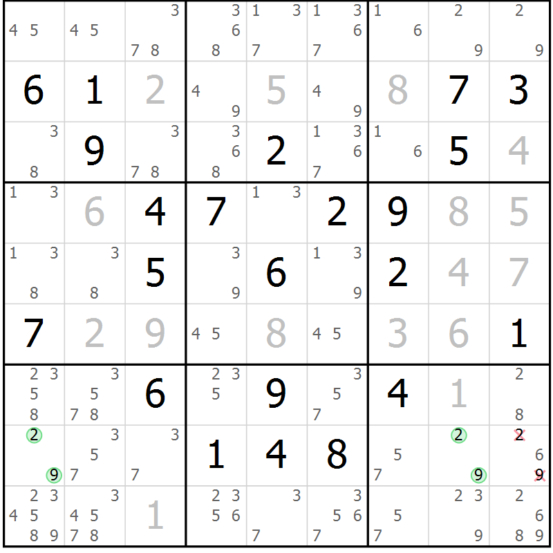 Position des candidats pour la solution de la Gr 12 page 15 du magazine de sudoku Virtuose n° 114