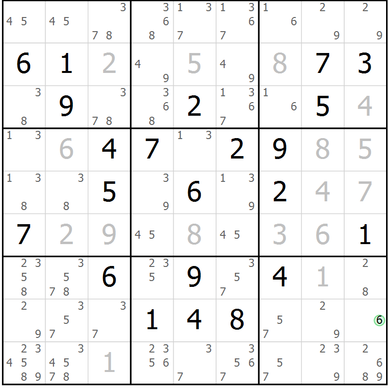 Position des candidats pour la solution de la Gr 12 page 15 du magazine de sudoku Virtuose n° 114