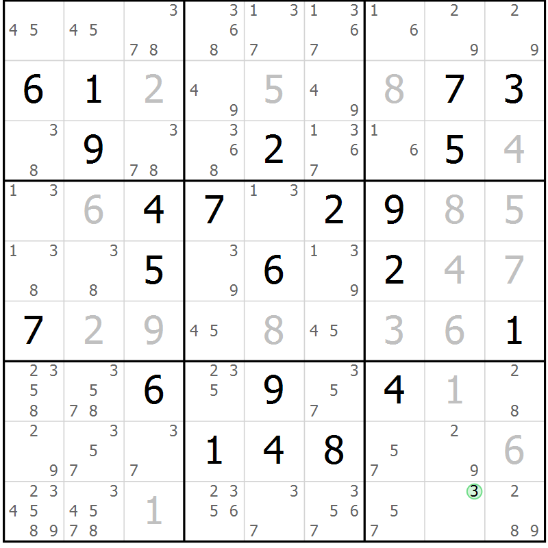 Position des candidats pour la solution de la Gr 12 page 15 du magazine de sudoku Virtuose n° 114