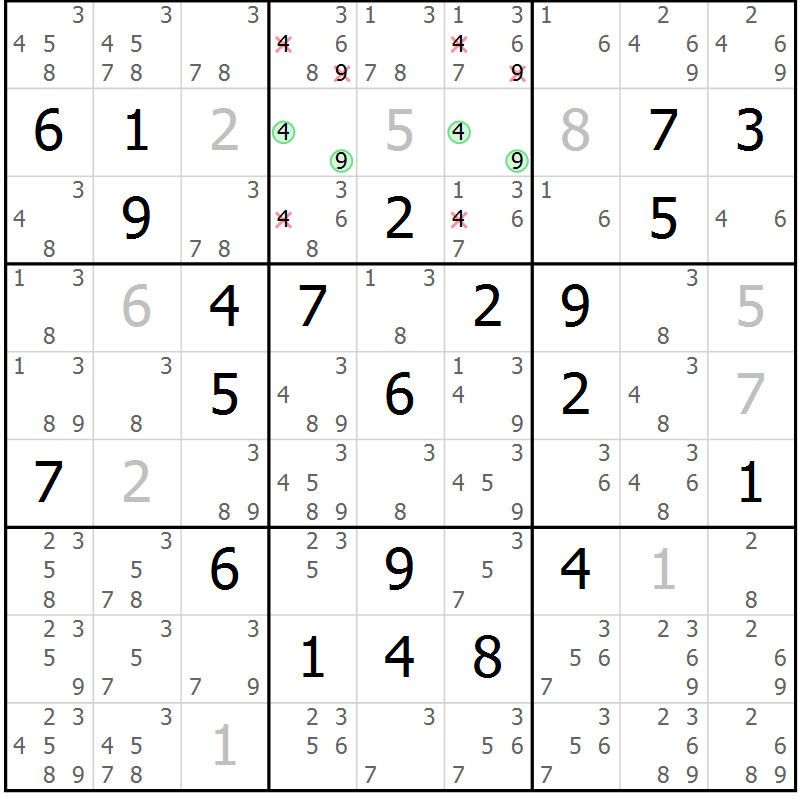 Position des candidats pour la solution de la Gr 12 page 15 du magazine de sudoku Virtuose n° 114