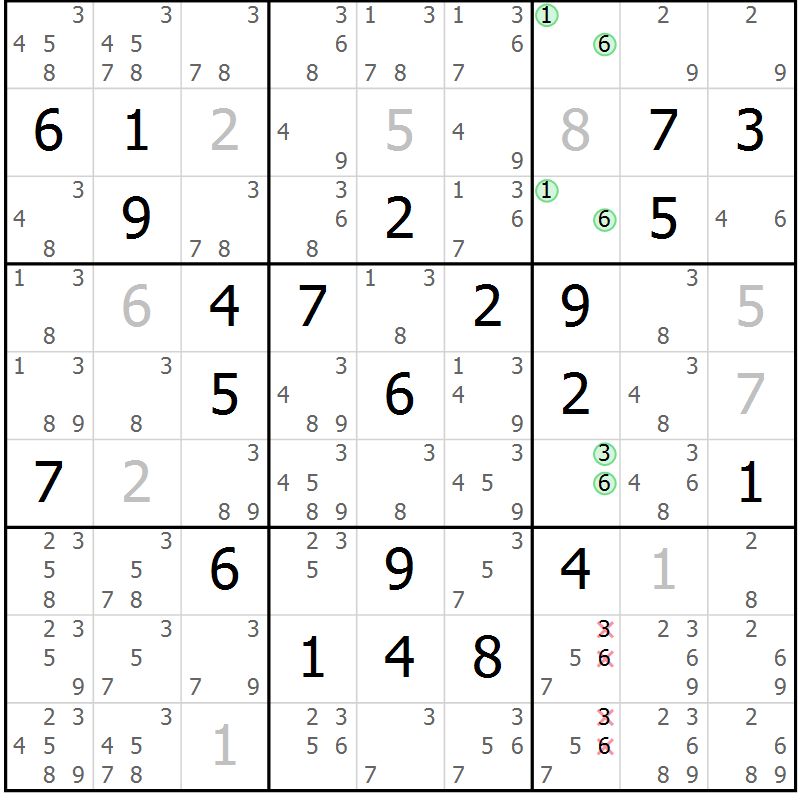 Position des candidats pour la solution de la Gr 12 page 15 du magazine de sudoku Virtuose n° 114