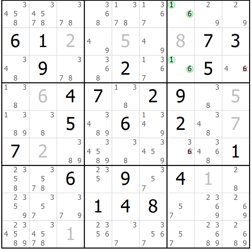 Position des candidats pour la solution de la Gr 12 page 15 du magazine de sudoku Virtuose n° 114