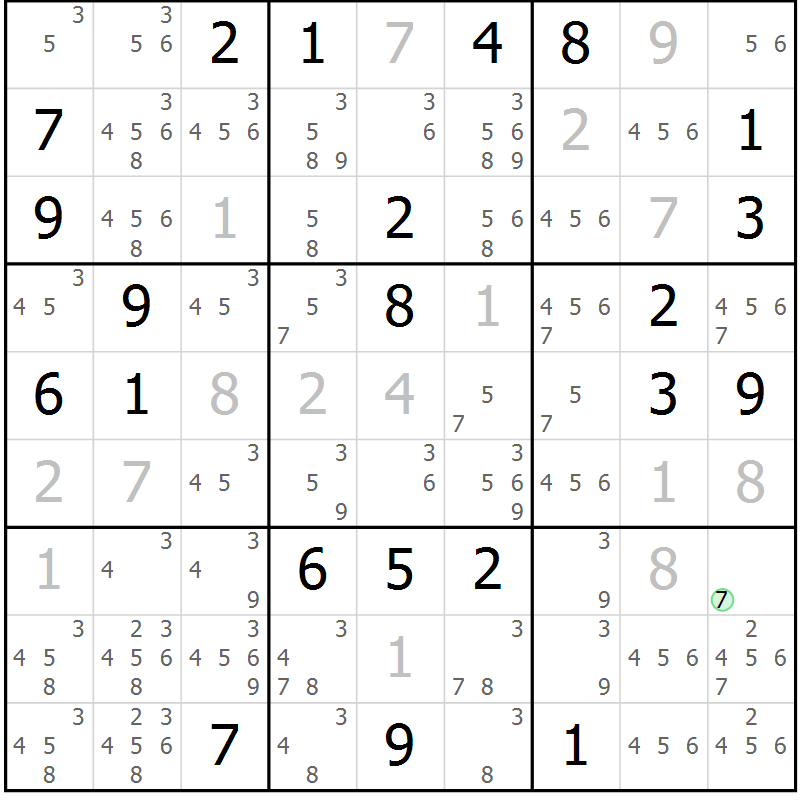 Position des candidats pour la solution de la Gr 13 page 16 du magazine de sudoku Virtuose n° 114