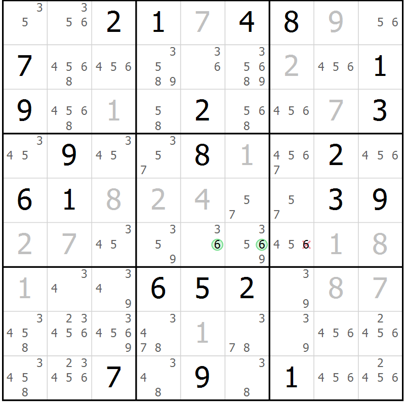 Position des candidats pour la solution de la Gr 13 page 16 du magazine de sudoku Virtuose n° 114