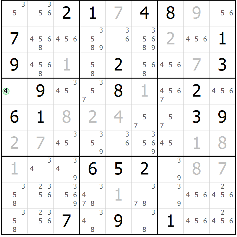 Position des candidats pour la solution de la Gr 13 page 16 du magazine de sudoku Virtuose n° 114
