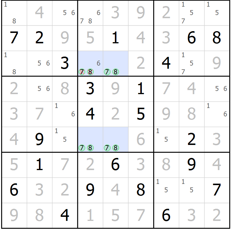 Position des candidats pour la solution de la Gr 15 page 18 du magazine de sudoku Virtuose n° 114