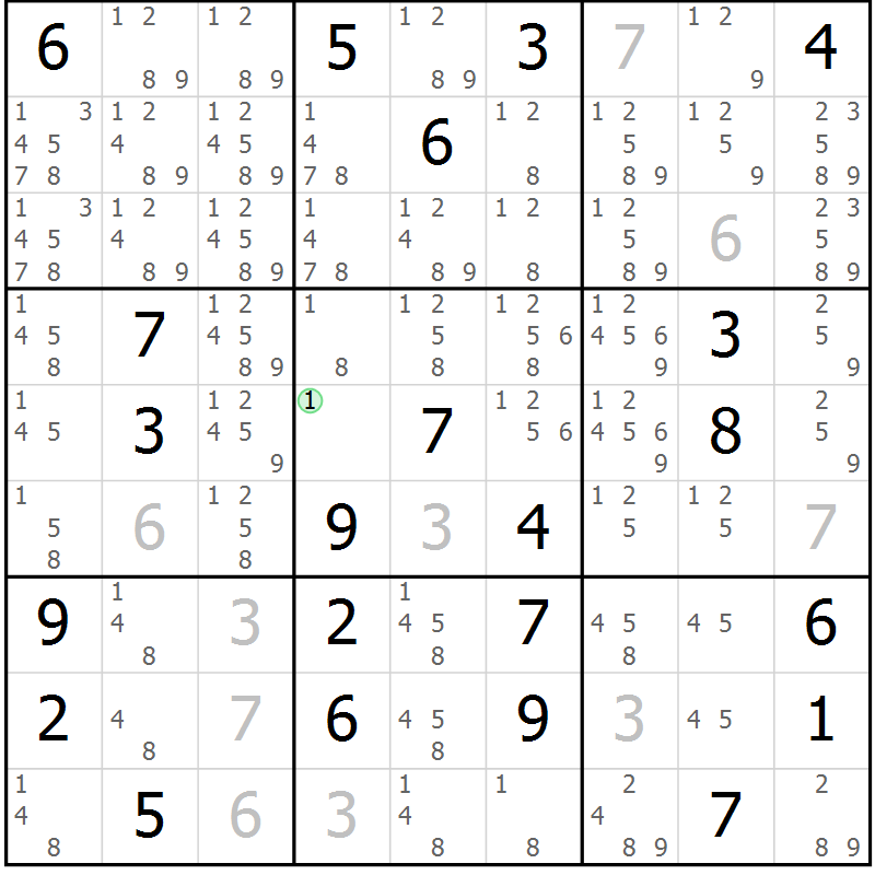 Position des candidats pour la solution de la Gr 16 page 19 du magazine de sudoku Virtuose n° 114